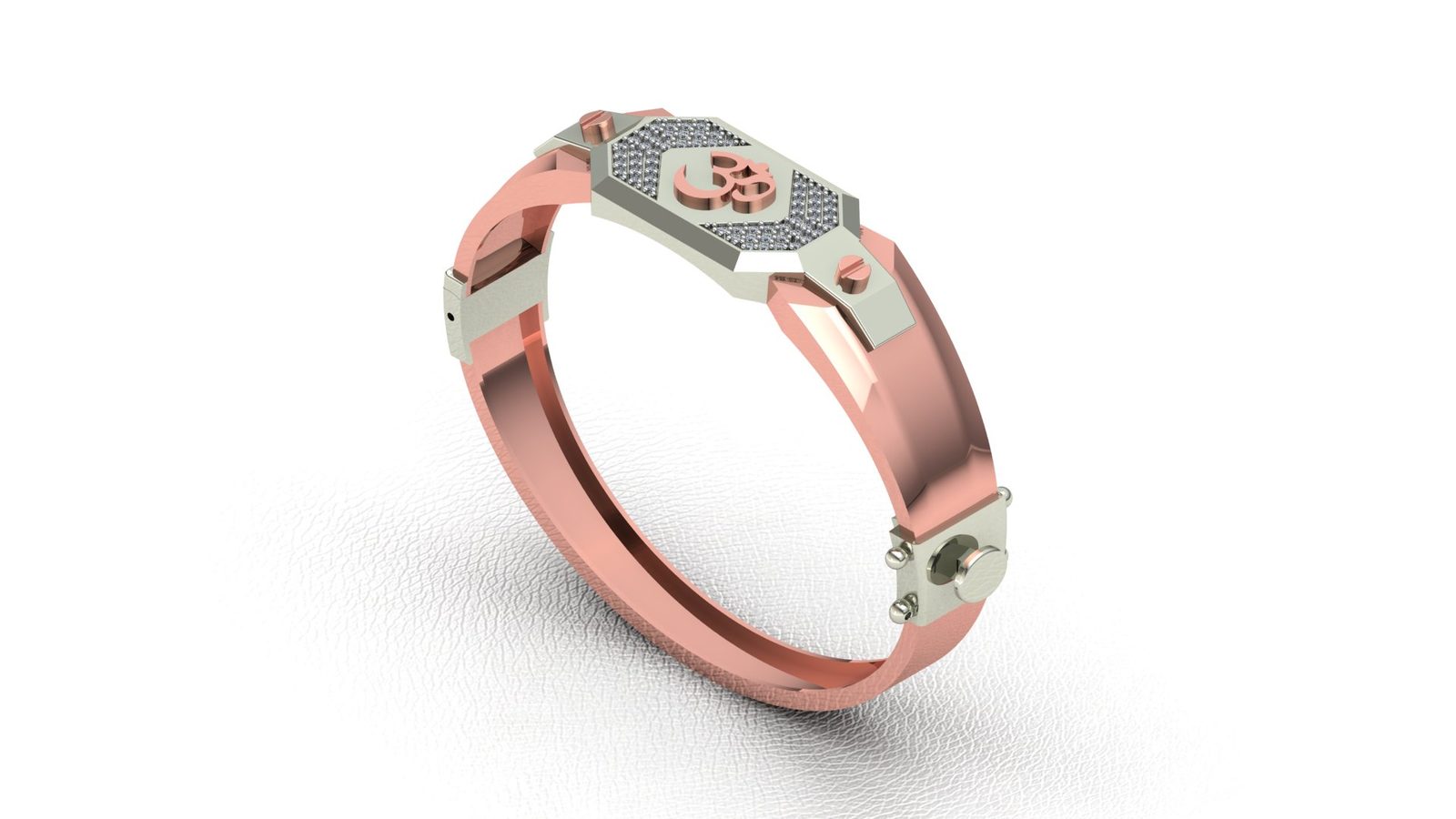 Premium Om Diamond-Studded Men's Two-Tone Bracelet 000008