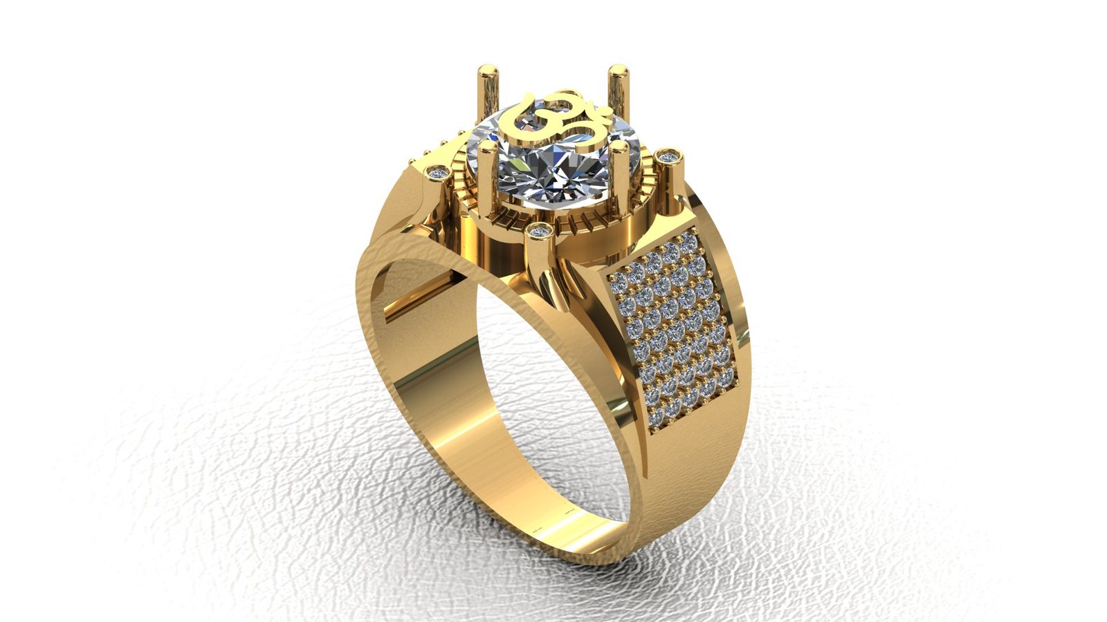 Royal Om Maharaja 3D Gold Diamond Ring 000006