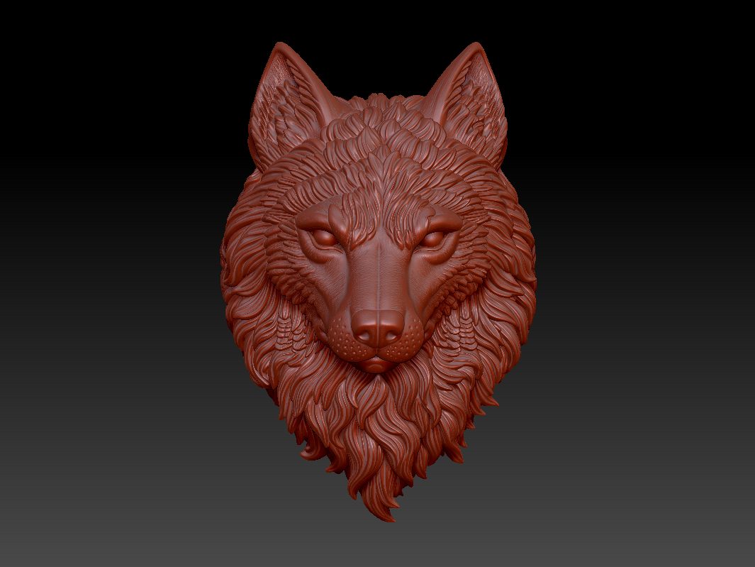 Alpha Wolf Head – Ornamental 3D Design 000068