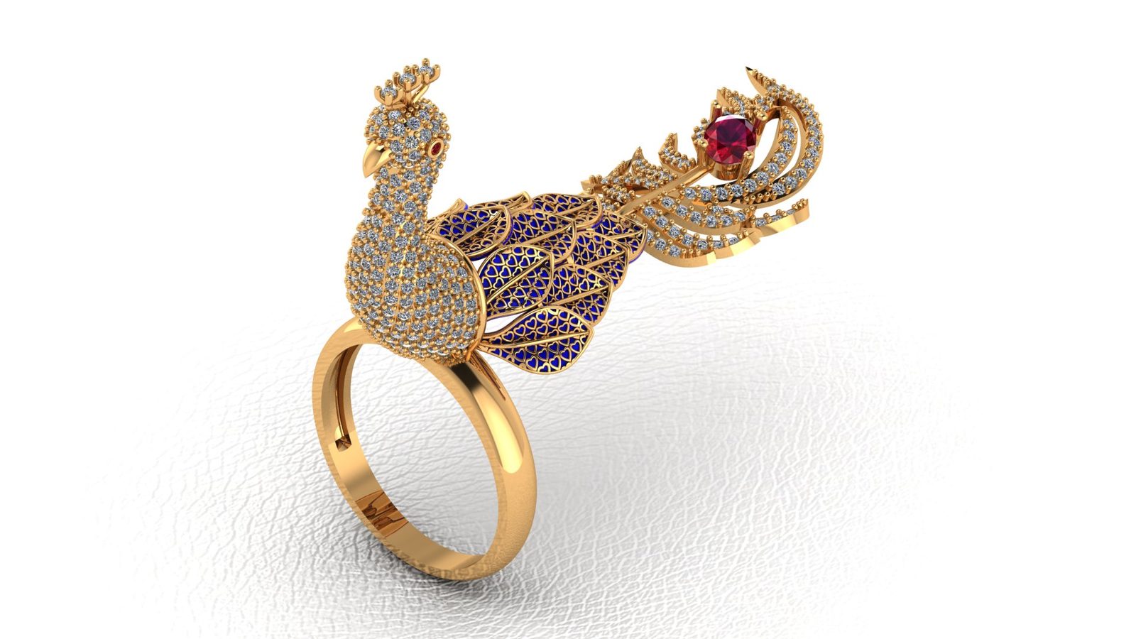 Royal Peacock Feather Ring 3D Model Stl File Low Price 201026