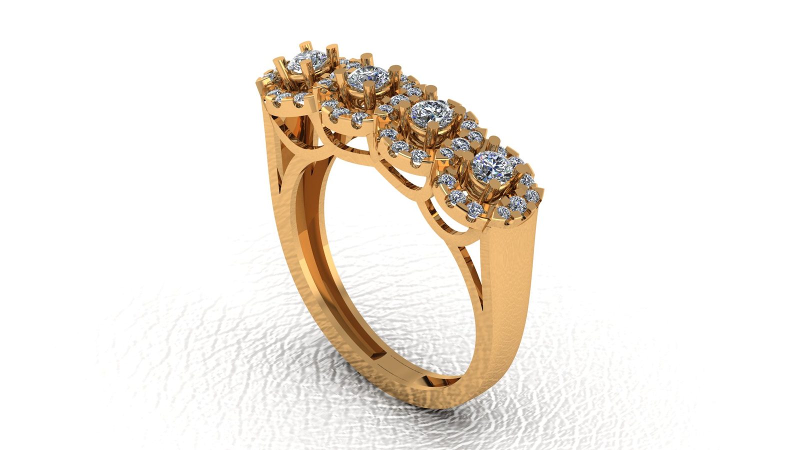 Five-Stone Diamond Halo Ring Model Stl File Low Price 211026