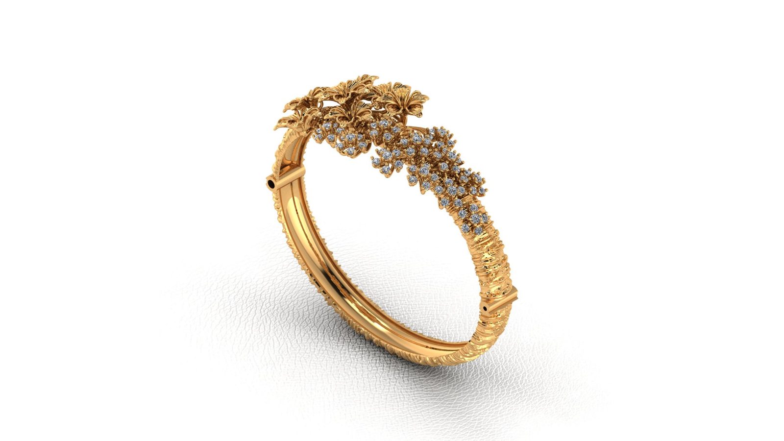 Premium Antique Floral Gold Bracelet 3D Model 231026