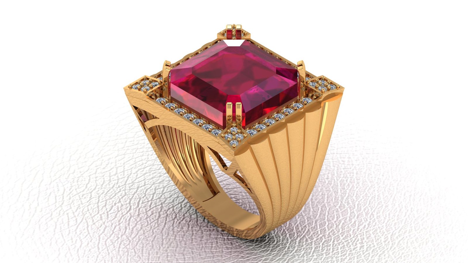 Elegant Gold Ruby Statement Ring 000090