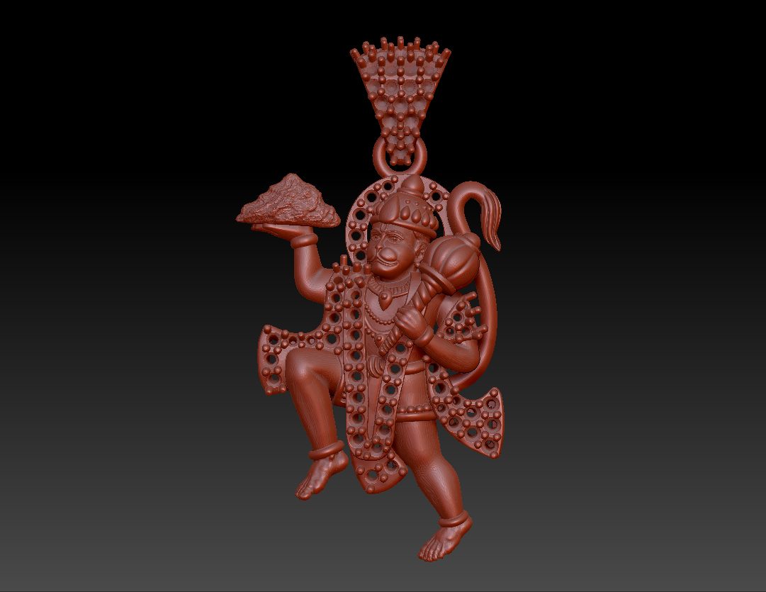 Hanuman Ji with Mountain 3D Model 241026
