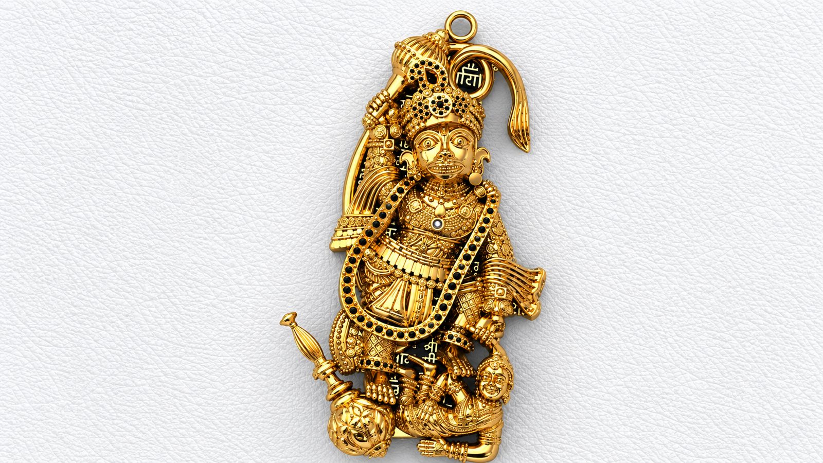Premium Gold Lord Hanuman 3D CAD Pendant Model 181026
